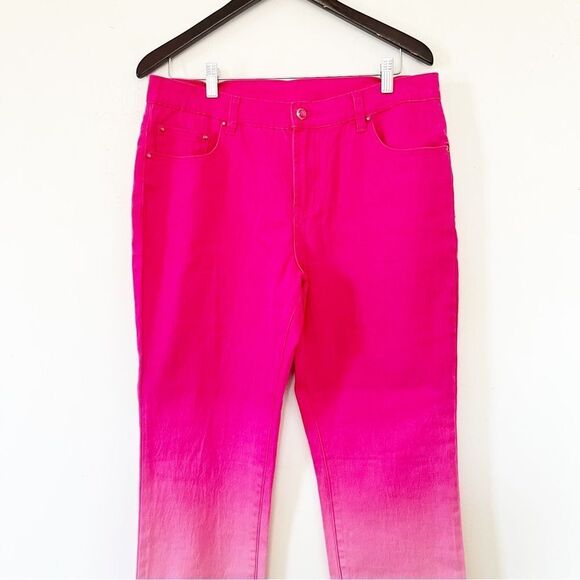 DG2 Diane Gilman Pink Ombré Straight Leg Jeans Pants - Picture 4 of 10